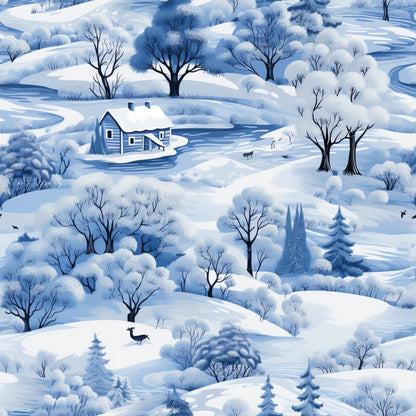 Winter Scenery Pattern 2 Quilting Cotton Fabric