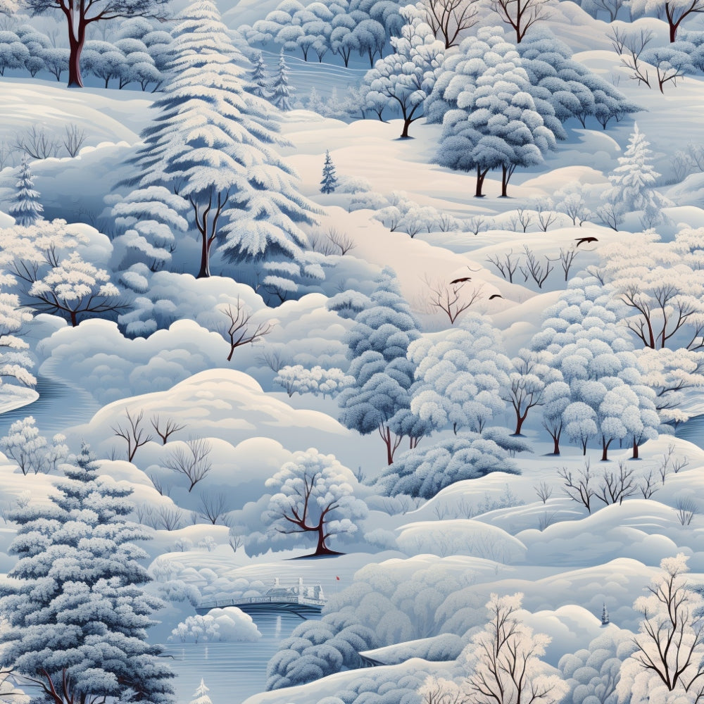 Winter Scenery Pattern 20 Quilting Cotton Fabric