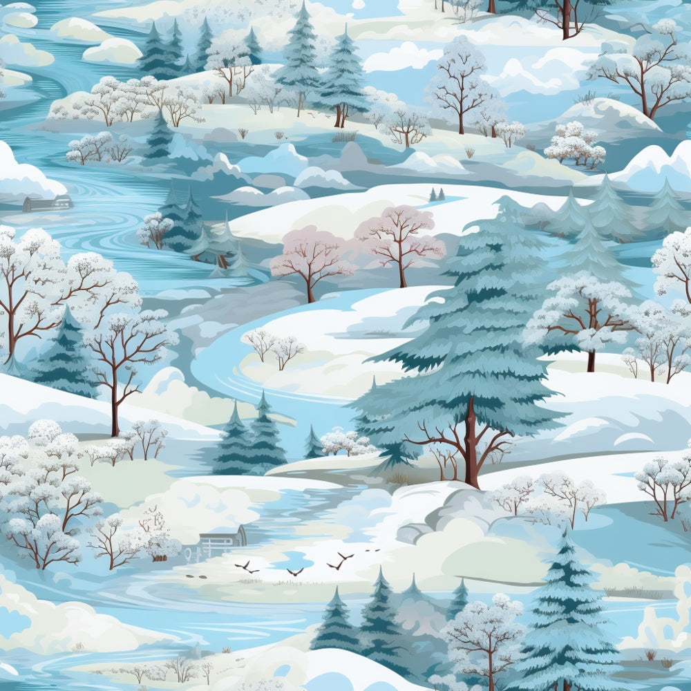 Winter Scenery Pattern 22 Quilting Cotton Fabric