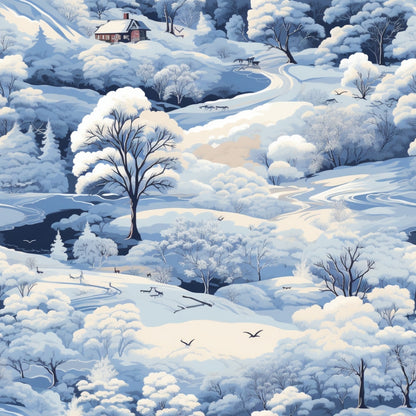 Winter Scenery Pattern 3 Quilting Cotton Fabric