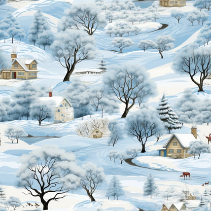 Winter Scenery Pattern 4 Quilting Cotton Fabric