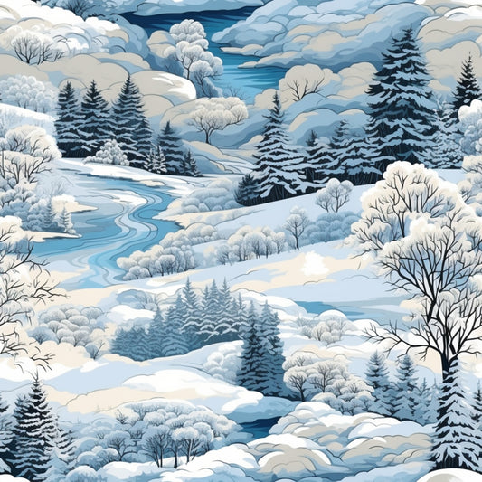 Winter Scenery Pattern 5 Quilting Cotton Fabric