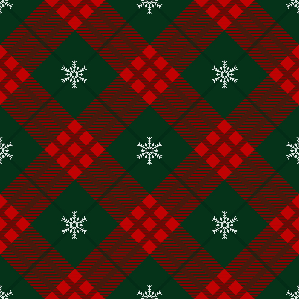 Winter Tartan Plaid with Snowflakes Quilting Cotton Fabric