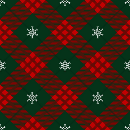 Winter Tartan Plaid with Snowflakes Quilting Cotton Fabric