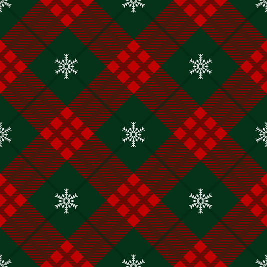 Winter Tartan Plaid with Snowflakes Quilting Cotton Fabric