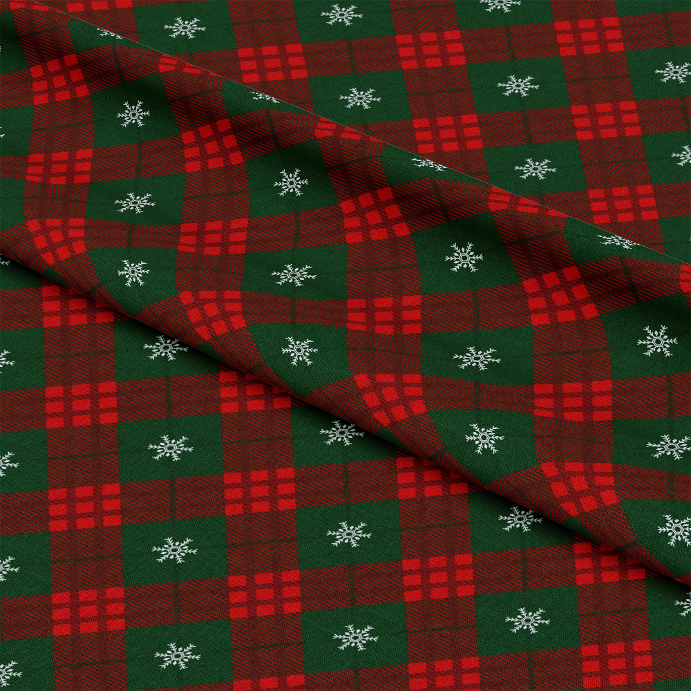 Winter Tartan Plaid with Snowflakes Quilting Cotton Fabric