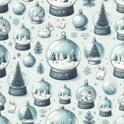 Winter Wonderland Snow Globes Quilting Cotton Fabric