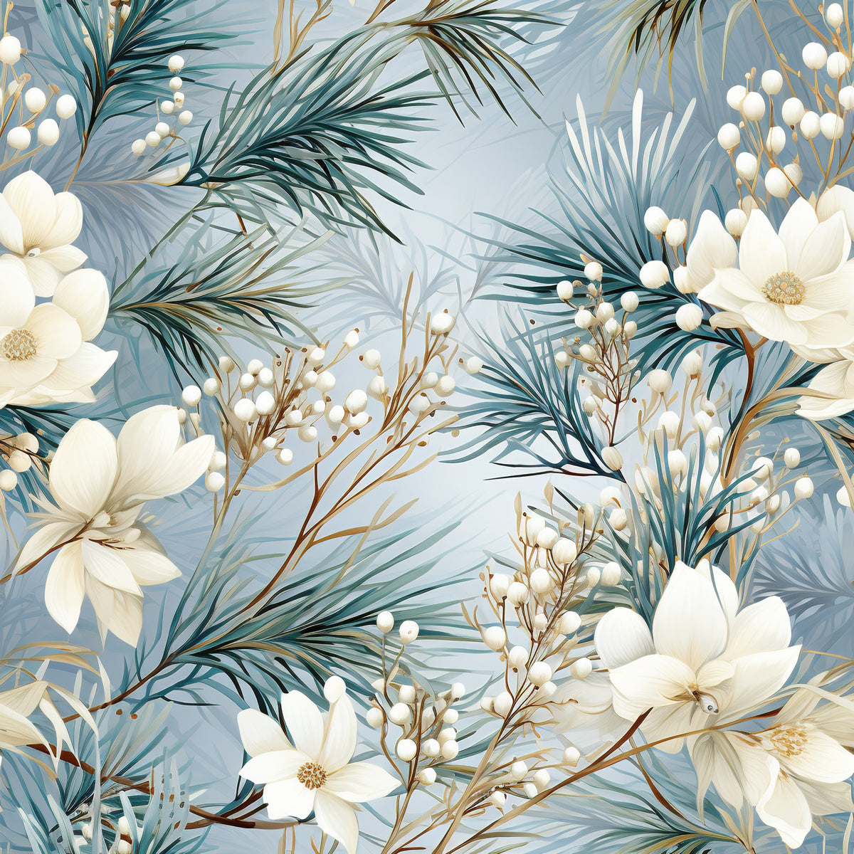 Winter Bloom Elegance Pattern 11 Quilting Cotton Fabric