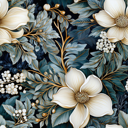 Winter Bloom Elegance Pattern 12 Quilting Cotton Fabric