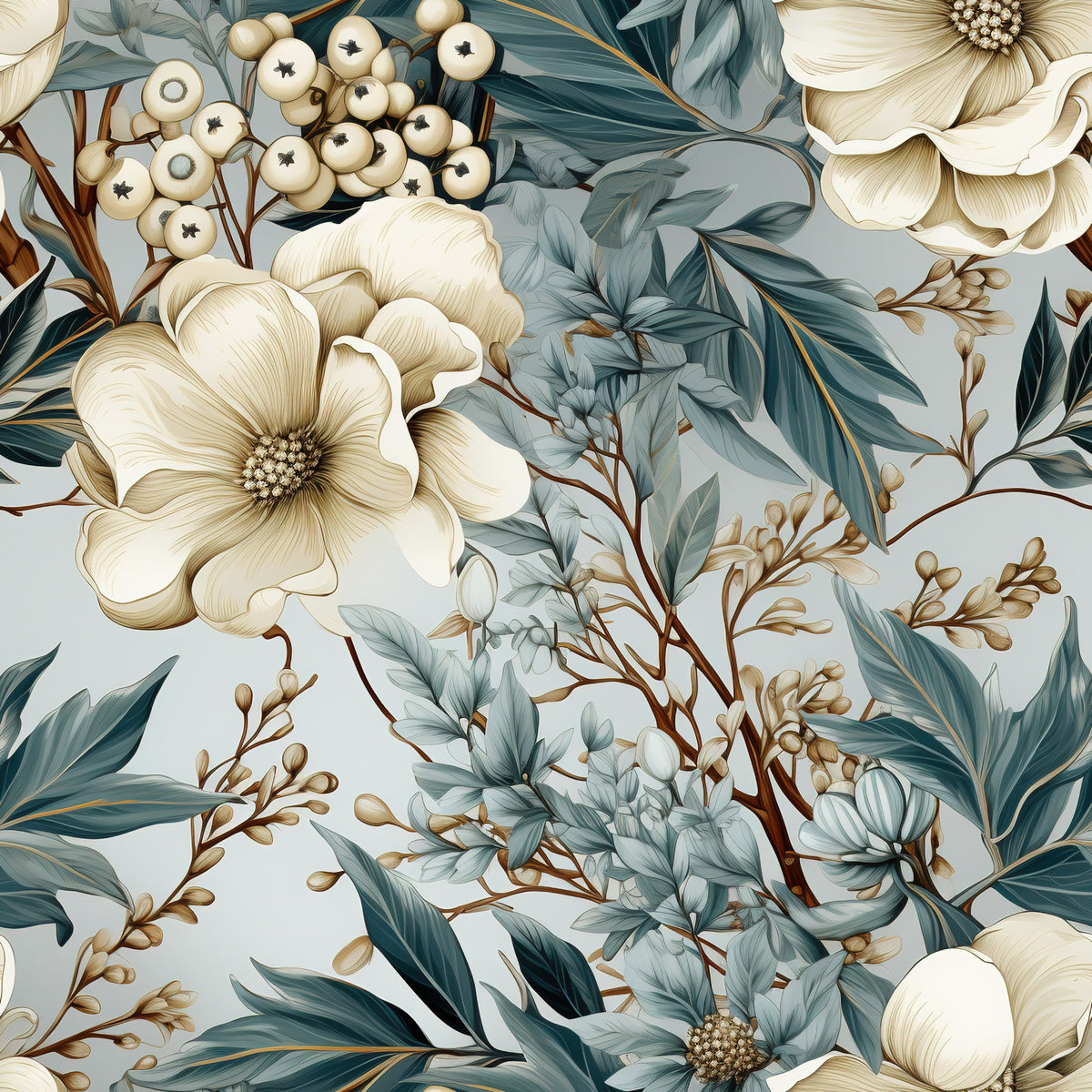 Winter Bloom Elegance Pattern 4 Quilting Cotton Fabric