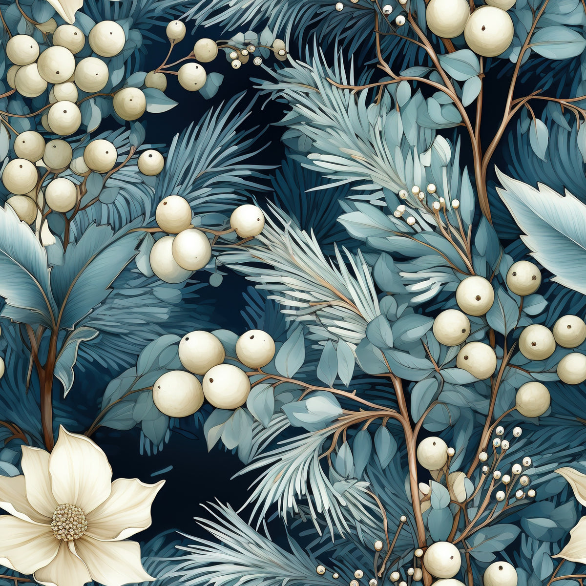 Winter Bloom Elegance Pattern 5 Quilting Cotton Fabric