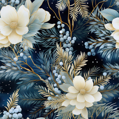 Winter Bloom Elegance Pattern 6 Quilting Cotton Fabric