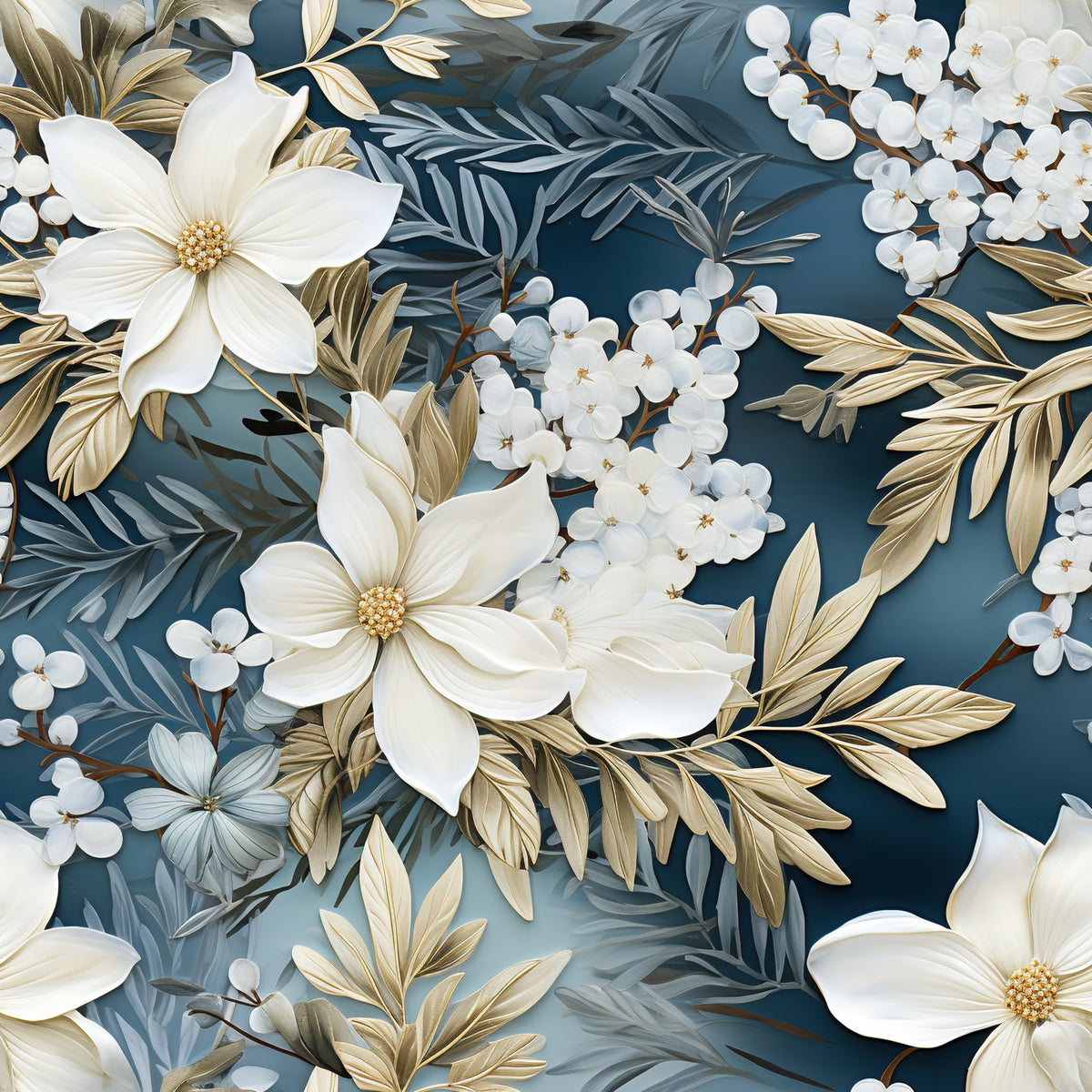 Winter Bloom Elegance Pattern 8 Quilting Cotton Fabric
