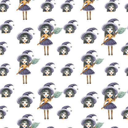 Witch And Broomstick Magic Pattern 1 Quilting Cotton Fabric