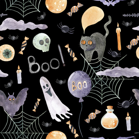 Witch And Broomstick Magic Pattern 15 Quilting Cotton Fabric