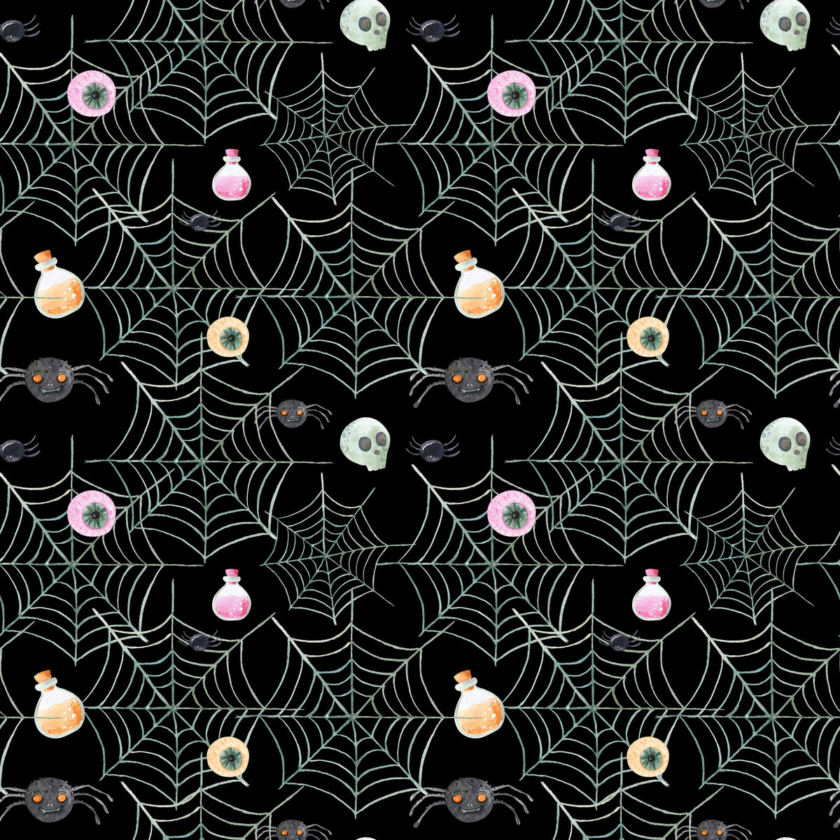 Witch And Broomstick Magic Pattern 17 Quilting Cotton Fabric