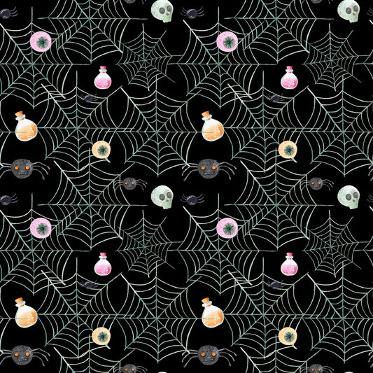 Witch And Broomstick Magic Pattern 17 Quilting Cotton Fabric