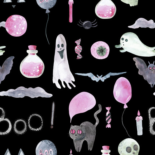 Witch And Broomstick Magic Pattern 21 Quilting Cotton Fabric