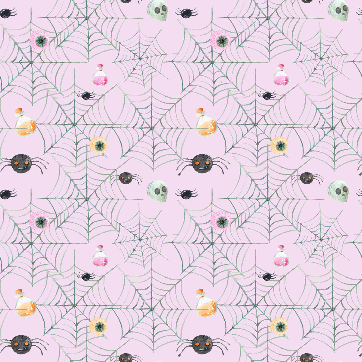 Witch And Broomstick Magic Pattern 22 Quilting Cotton Fabric