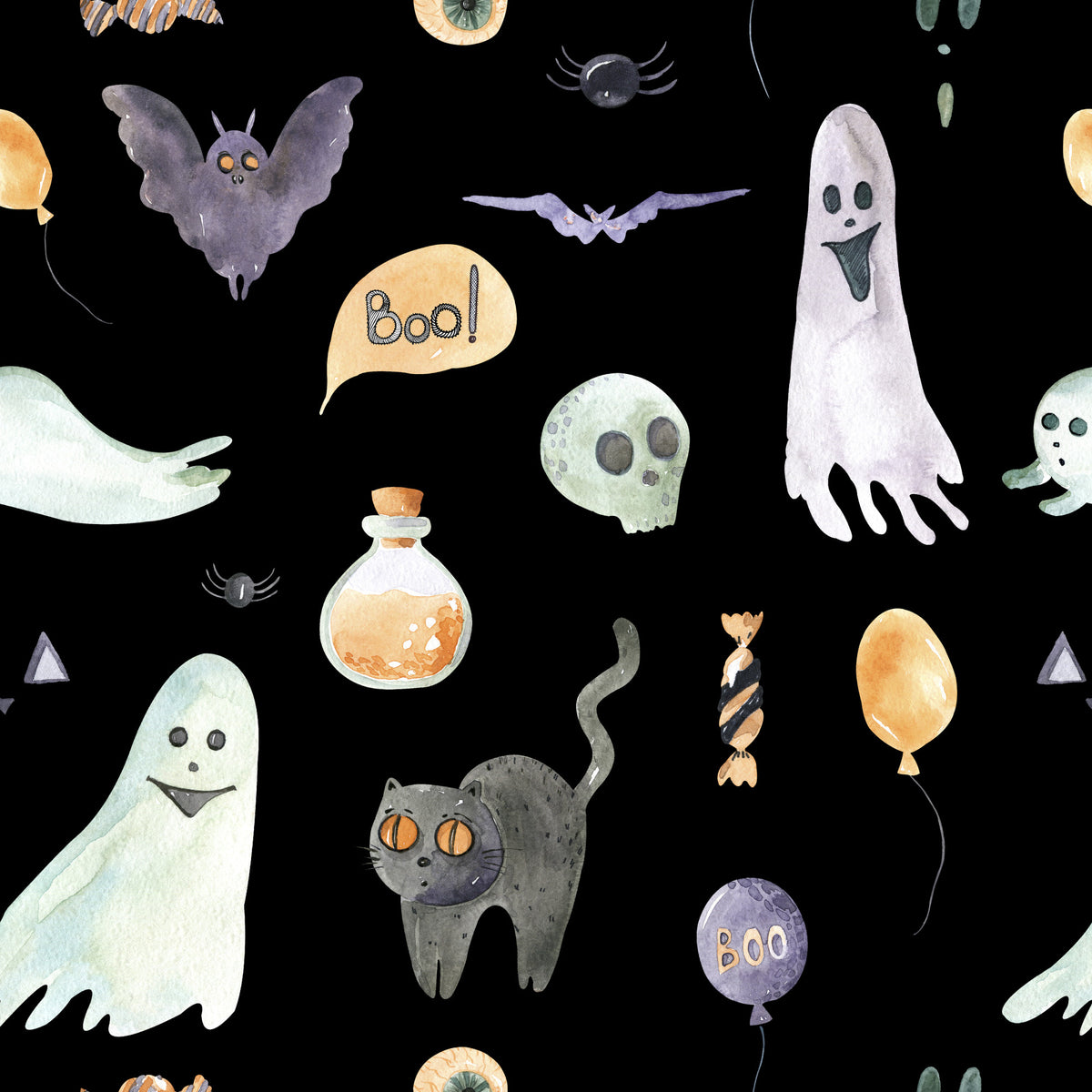 Witch And Broomstick Magic Pattern 6 Quilting Cotton Fabric