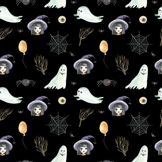 Witch And Broomstick Magic Pattern 7 Quilting Cotton Fabric