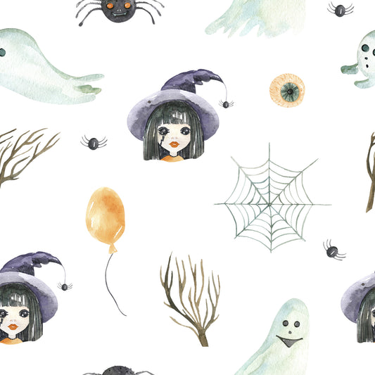 Witch And Broomstick Magic Pattern 8 Quilting Cotton Fabric