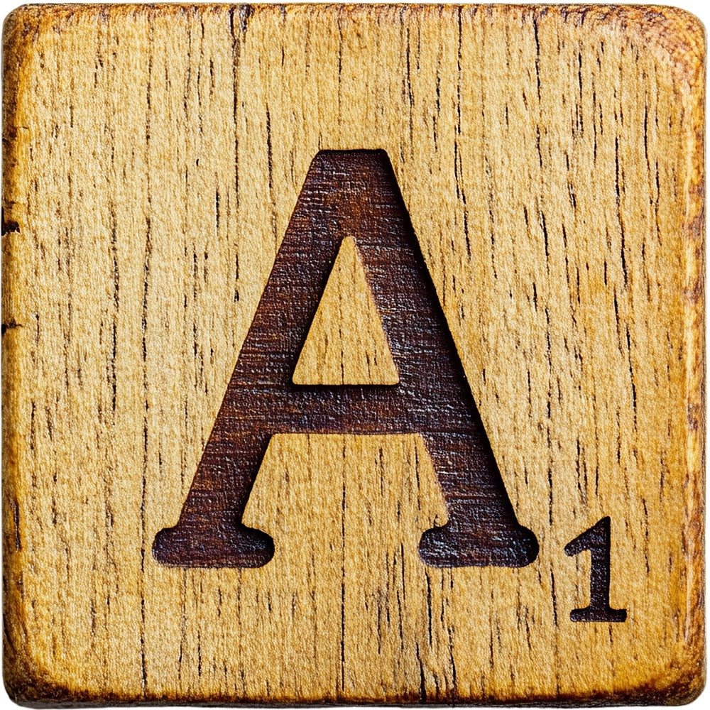 Wood Letter A Blocks Fabric Panel