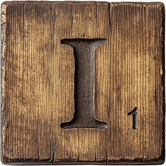 Wood Letter I Blocks Fabric Panel