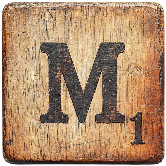 Wood Letter M Blocks Fabric Panel