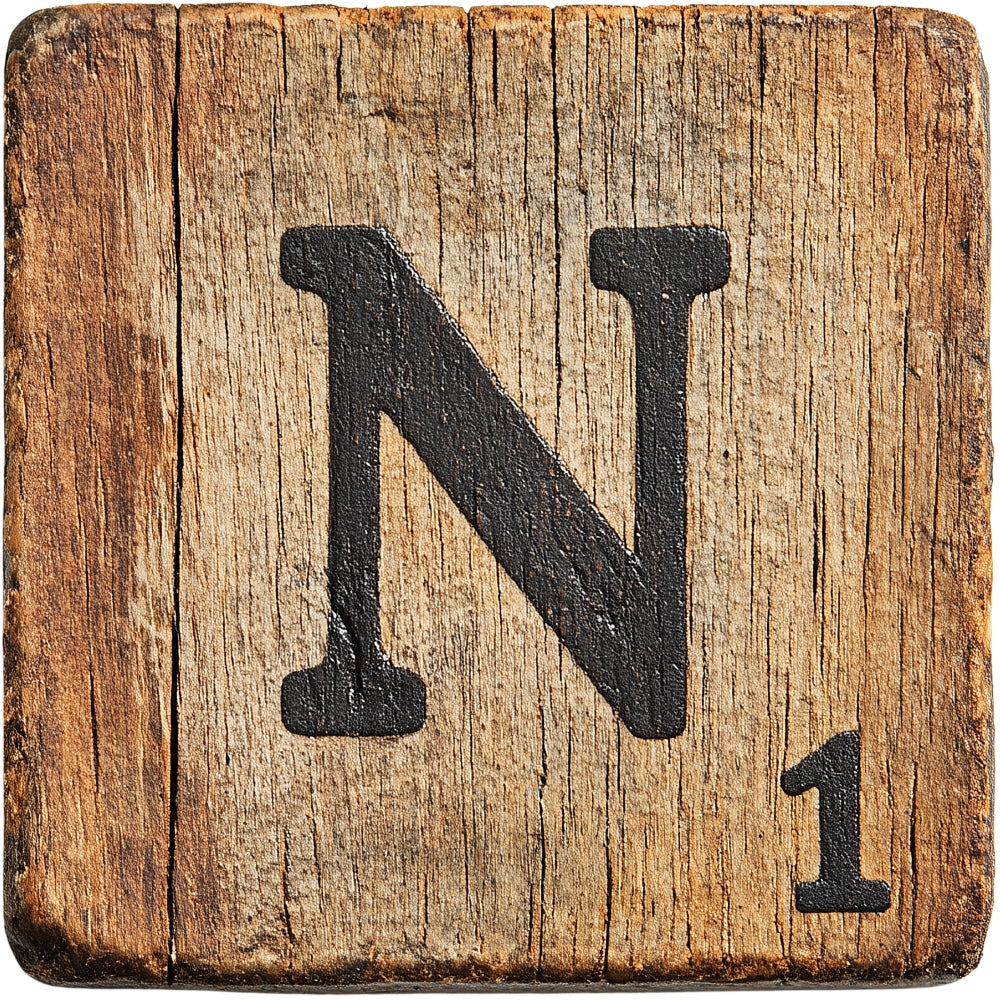 Wood Letter N Blocks Fabric Panel