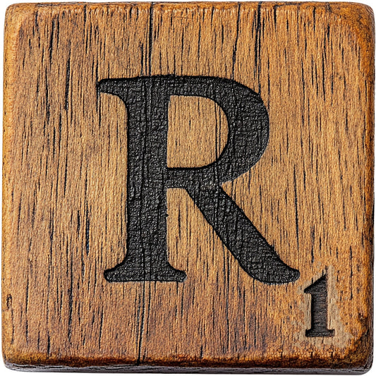 Wood Letter R Blocks Fabric Panel