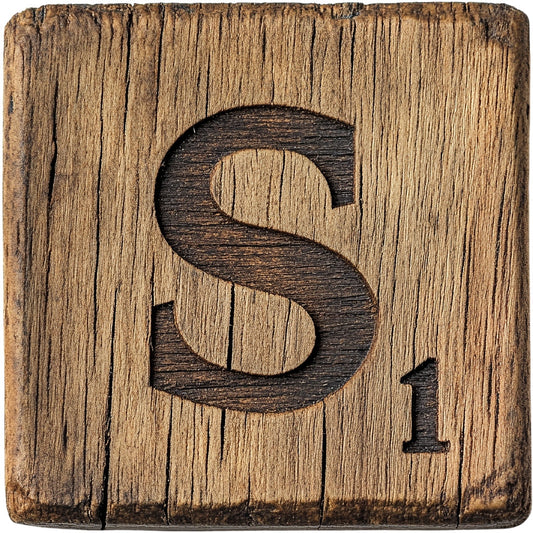 Wood Letter S Blocks Fabric Panel