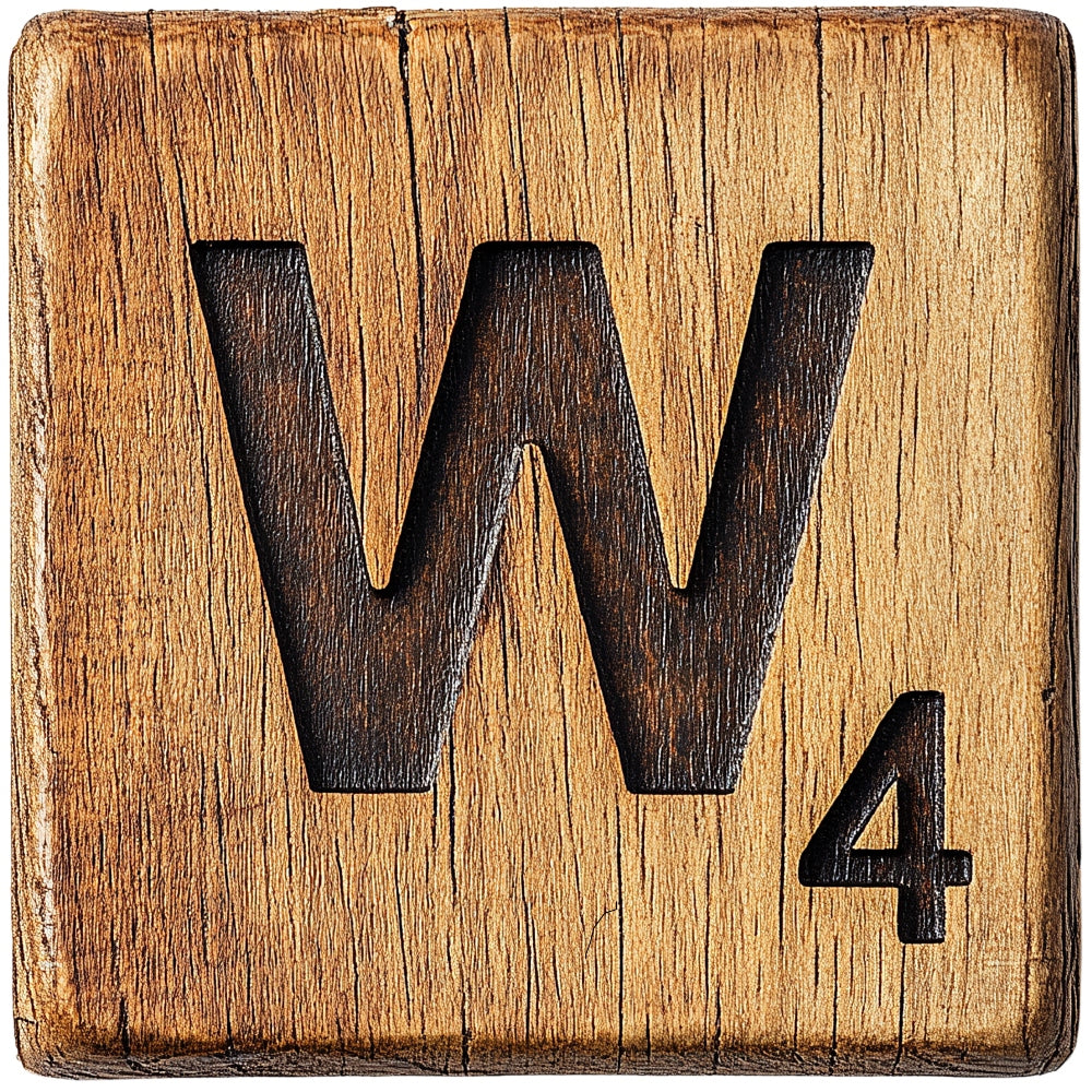 Wood Letter W Blocks Fabric Panel