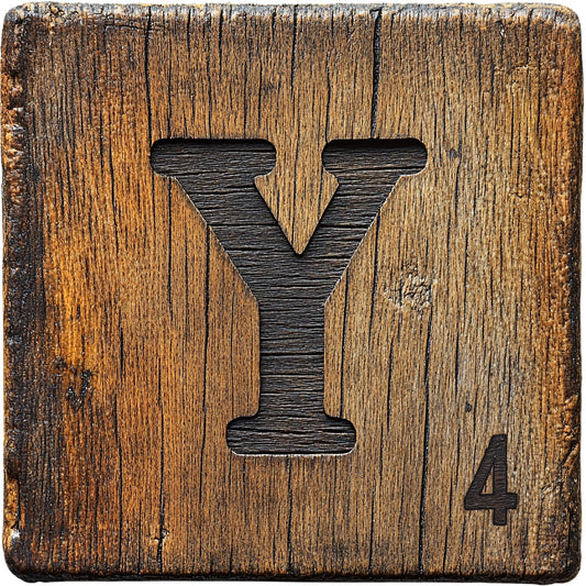 Wood Letter Y Blocks Fabric Panel
