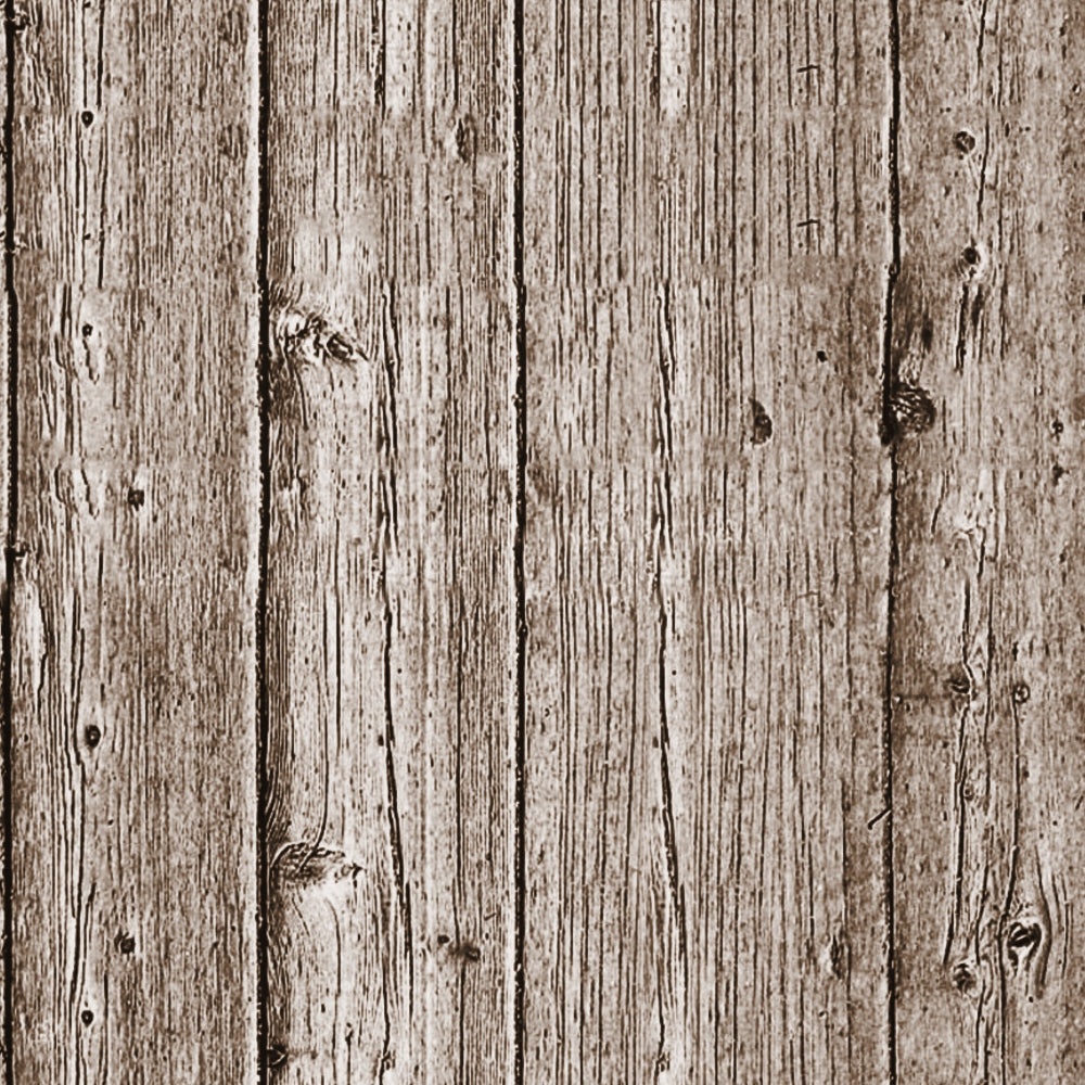 Close-up view of a wooden plank wall with vertical panels, displaying a textured surface with visible grain patterns and knots. The wood appears aged and weathered.