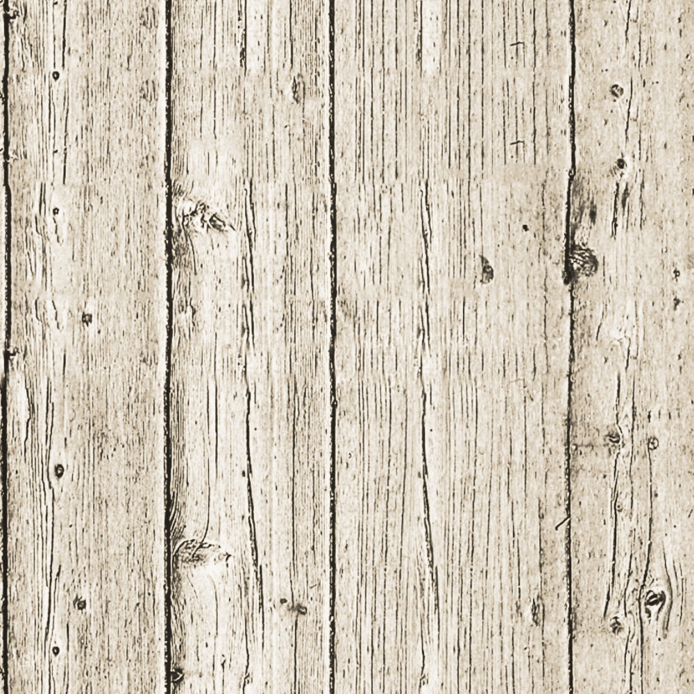 Close-up of an aged wooden plank surface with visible grain and knots. The wood is vertically aligned, showing natural texture and weathering.