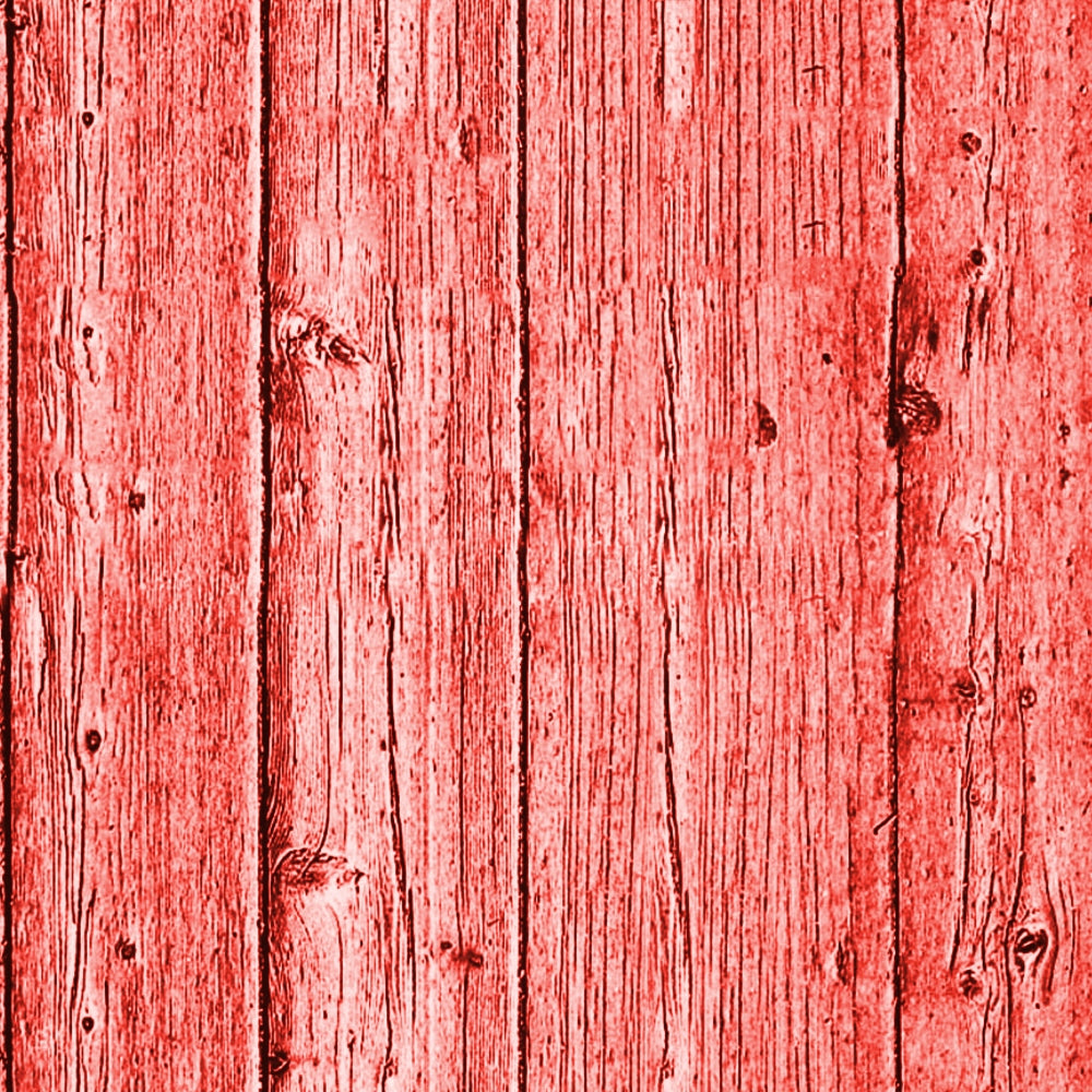 Red wooden planks with a rough texture and visible knots and grain pattern.