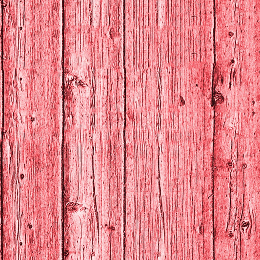 Red-stained wooden planks with visible grain and knots arranged vertically.