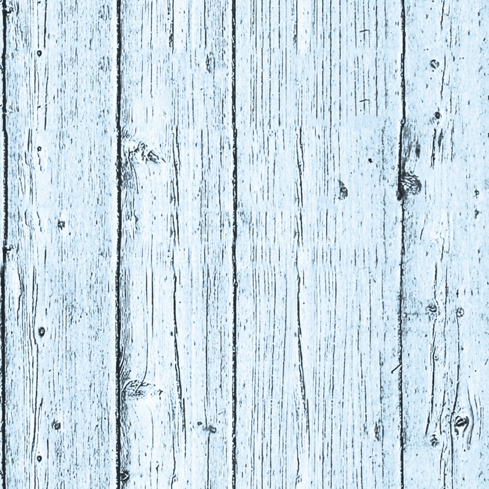 Light blue weathered wooden planks with visible grain and knots.