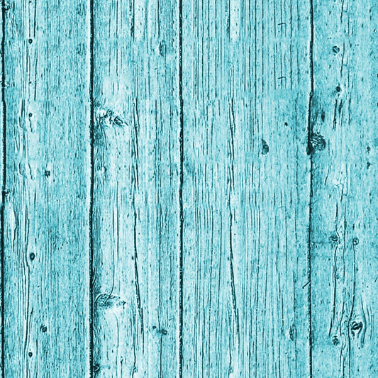 A textured turquoise wooden plank surface with visible grain and knots.