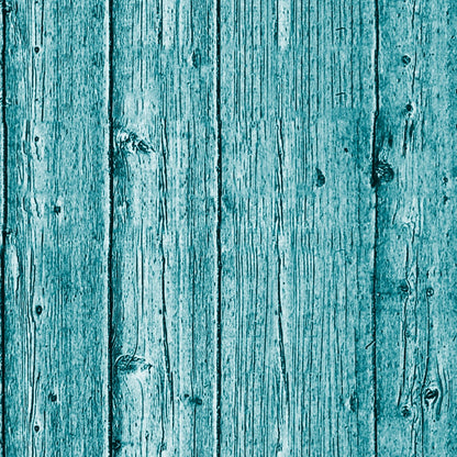 Weathered teal wooden planks with visible grain and knots, aligned vertically.