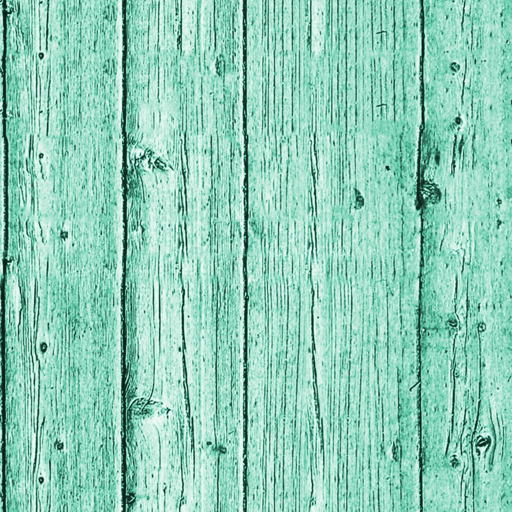 Green wooden planks with vertical grain and visible knots.