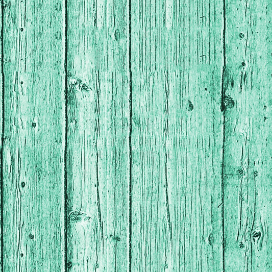 Green wooden planks with vertical grain and visible knots.