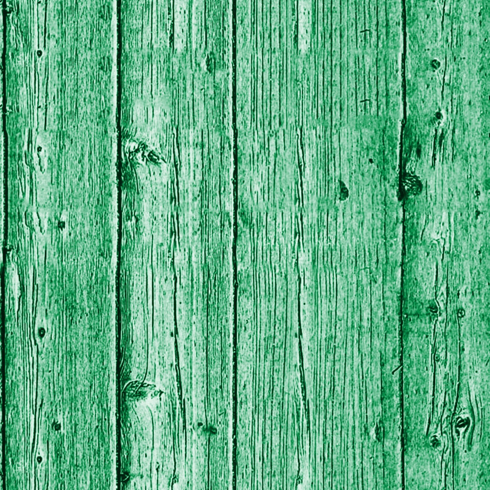 Green wooden planks with vertical lines and visible knots, creating a textured pattern.