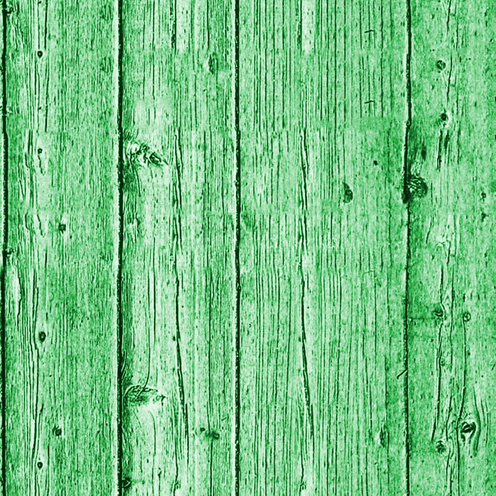 Green wooden planks with a vertical grain pattern and occasional knots.