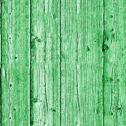 Green wooden planks with a vertical grain pattern and occasional knots.