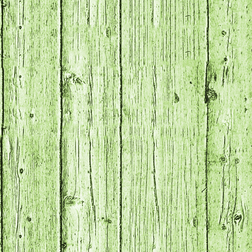 Green wooden planks with vertical grain lines and some knots.