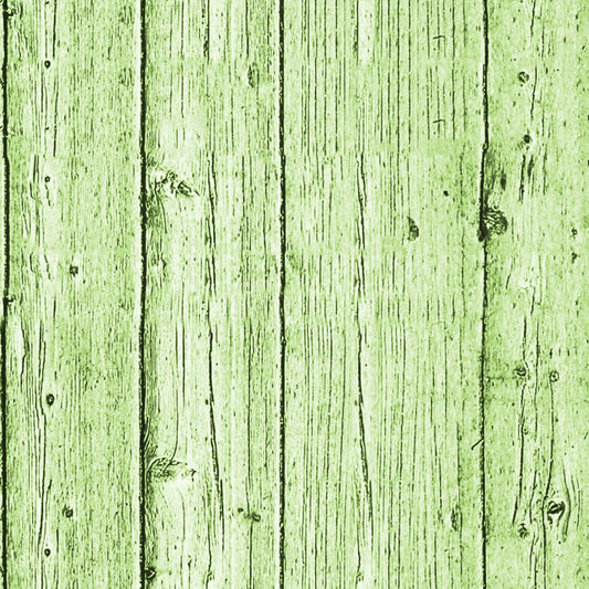 Green wooden planks with vertical grain lines and some knots.