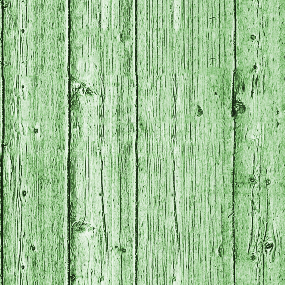 Green wooden planks with vertical grain lines and occasional knots.