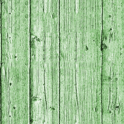 Green wooden planks with vertical grain lines and occasional knots.